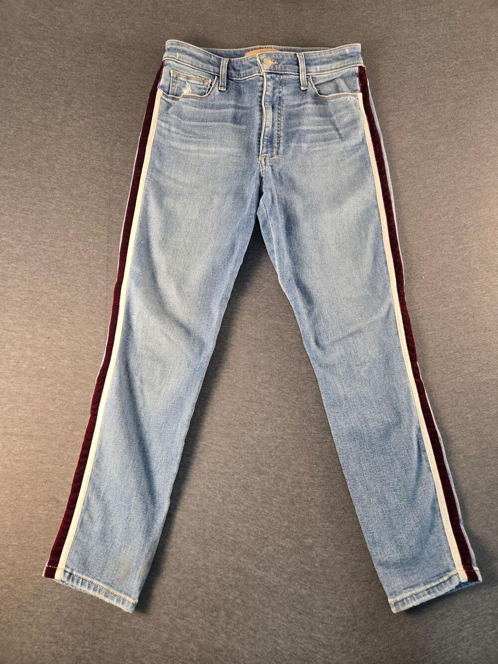 Joe's Jeans Womens 28 The Charlie High Rise Skinny Ankle Side Velvet Stripe